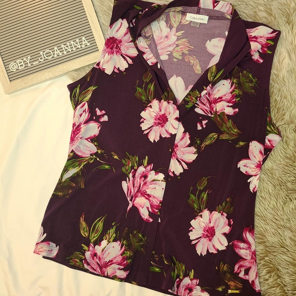 *CALVIN KLEIN* Pull Over Faux Button Down